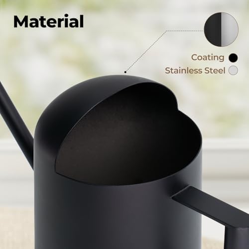 Bamworld Small Watering Can Indoor Outdoor Plant Black Metal Stainless Steel Long Spoutt Flowers Watering Cans for House Garden Plants 10OZ Watering Bottle Cute Decorative for Bonsai - Image 6