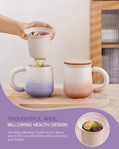 ZENS Tea Mug with Infuser and Lid for Loose Tea Diffusers, 12oz Purple - Image 3