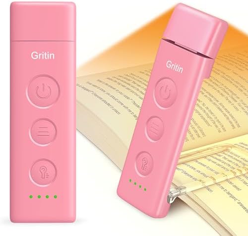 Gritin Book Light Rechargeable, Clip on LED Reading Light for Books in Bed by Gritin