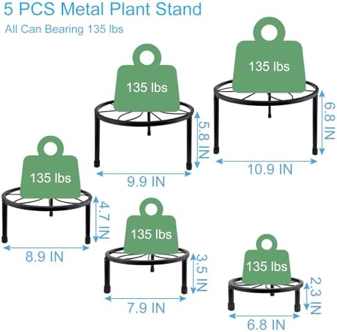 5 Pack Metal Plant Stand Indoor, Outdoor Low Plant Shelf for Multiple Plant - Image 6