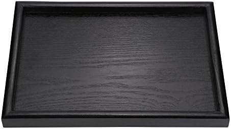 Solid Wood Serving Tray Rectangle Non-Slip Tea Coffee Snack Plate Food Meals Serving Tray with Raised Edges for Home Kitchen Restaurant(11.81x7.87x0.79, Black) by Haofy