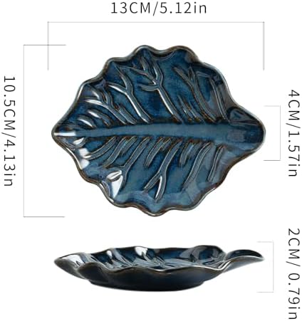 Reactive Glaze Leaf Ring Dish, Trinket Tray with Gift Box - Image 2
