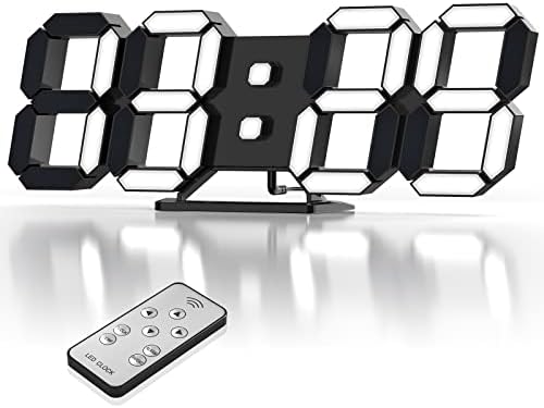 3D LED Desk & Wall Clock with Remote Control, 9.7 Inch, Black by HOME