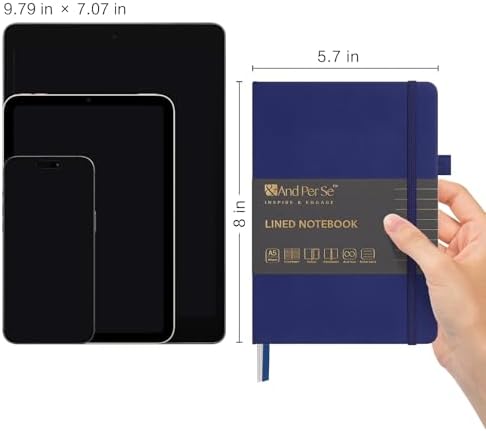 &And Per Se Lined Journal Notebook, 160 Pages, A5 5.7 x 8 inches College Ruled Thick Paper Notebook Journals for Writing, Hardcover Notebooks for Women Men Office School (1 Pack, Royal Blue) - Image 2