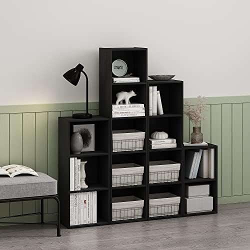 Furinno PASIR Book Shelf, 2-Tier Modern Bookshelf, Open Shelves Bookcase 9 x 12 x 21, Easy Assembly, for Living Room, Bedroom, Home Office, Blackwood - Image 2