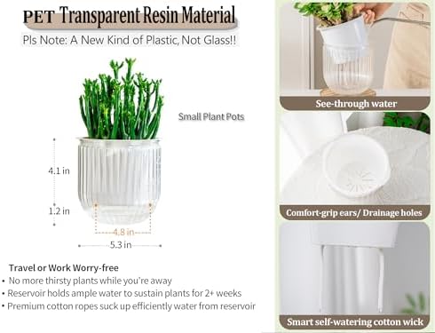 Melphoe Self Watering Pots for Indoor Plants Planter, 5.3 Inch 2 Pack Planters Self Watering Plant Pots for Flower, Houseplants, Succulent, African Violets and Cactus with Drainage - Image 6