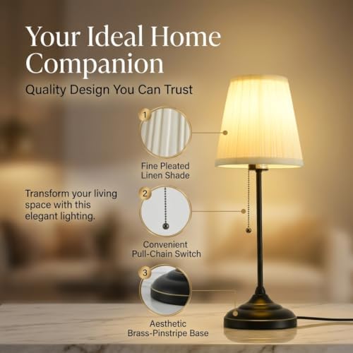 Modern Table Lamp for Bedroom, Black Bedside Lamp Nightstand Lamp - Image 3