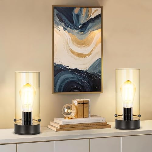 Table Lamp for bedroom, Modern Glass Lamp Bedside Lamps for Night stands - Image 5