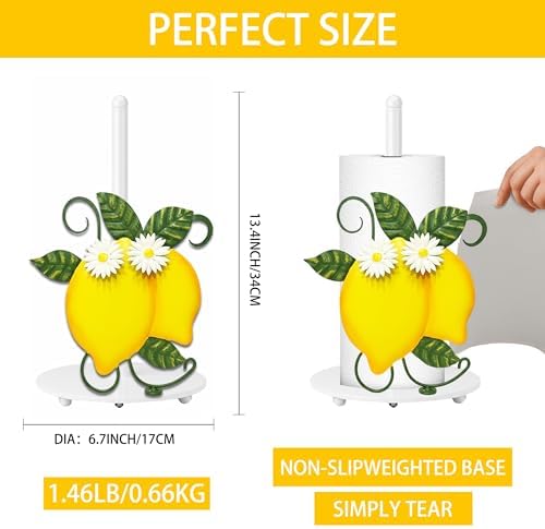 Lemon Paper Towel Holder, Spring Summer Lemon Decor for Countertop Cute Farmhouse Home Table, Housewarming Birthday Gifts Yellow - Image 4