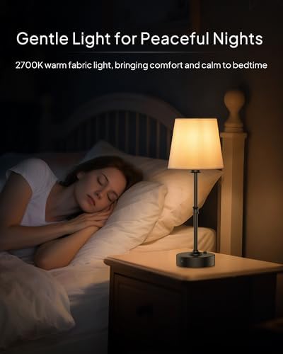 EppieBasic Cordless Table Lamp Rechargeable: Fast Charging & Long Lasting - 2700K Warm Light Small Vintage Brass Entryway Lamps - Dinning Living Room Bedroom - Black - Image 7
