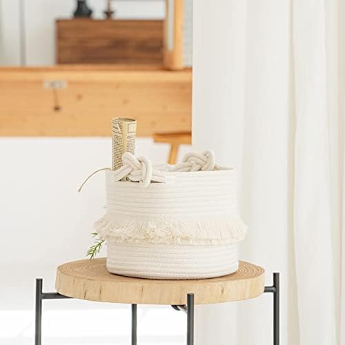CherryNow Small Woven Rope Baby Basket with Tassel, 9.5" x 7", Off-White - Image 7