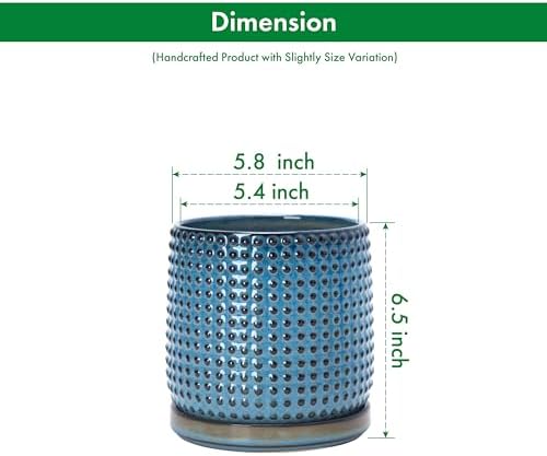 D'vine Dev Beaded Ceramic Pot with Saucer, 6 in, Ocean Teal, 27-C-X-8 - Image 3