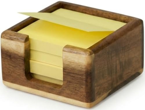 Acacia Wood Sticky Note Holder Desk Organizer 9.5x9.5cm by Unknown