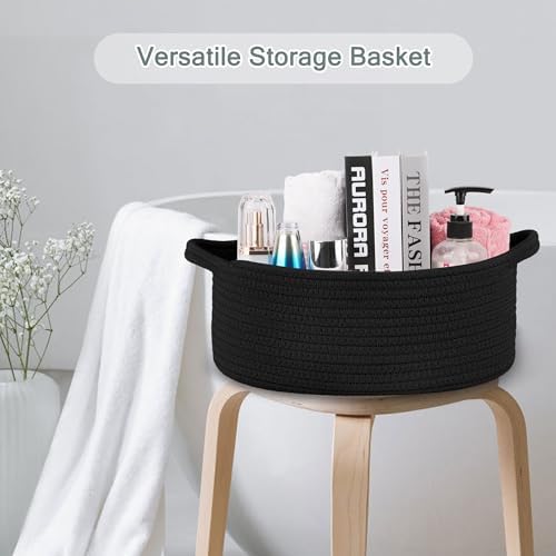 COMSE Empty Small Gift Basket with Bag & Ribbons, Black - Image 6