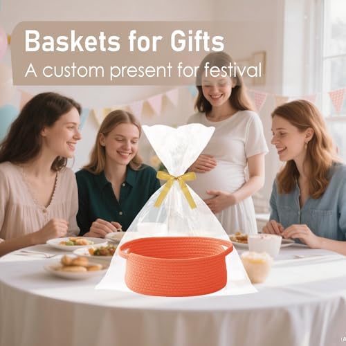 JMvicyroam Small Woven Basket, Empty Gift Basket, Orange/1 Pack - Image 4