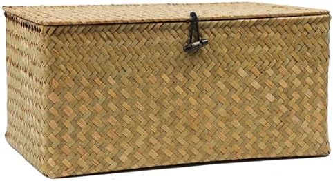 Seagrass Wicker Storage Basket with Lid, X-Large, Natural by ORDELITE