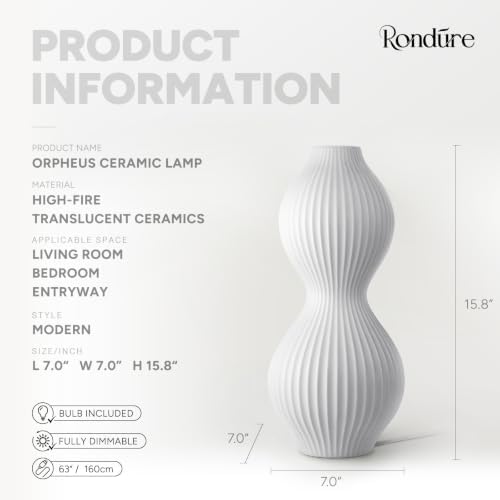 RONDURE Modern Ceramic Decorative Table Lamp Living Room Bedroom Bedside - Image 3