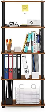 Furinno Turn-N-Tube 5-Tier Multipurpose Shelf / Display Rack / Storage Shelf / Bookshelf, Square Tubes, Light Cherry/Black - Image 6