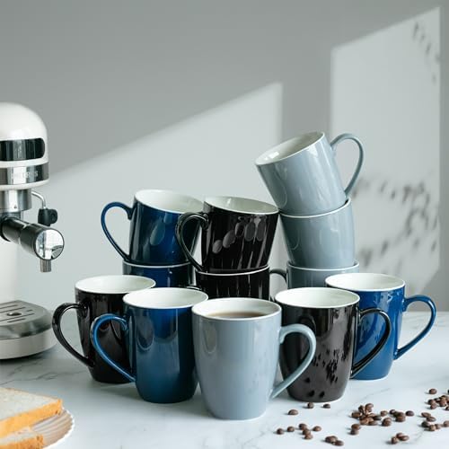 BTaT- Porcelain Coffee Mugs Set, 16 Ounces, 4 Pack, Black Ceramic Coffee Mugs with Handle, Restaurant Cups for Mocha, Tea, Cappuccino, Cocoa, Cereal, Mug Gift Set, Dishwasher Safe - Image 6
