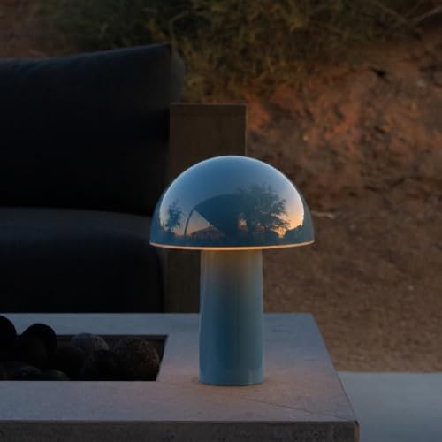 Brightech Celia Small Lamp – 10" Touch-Controlled Mushroom Table Lamp, Cordless & Dimmable LED, Portable & Rechargeable Bedside Night Light, Sustainable Recycled Modern Lamp for Home Décor, Light Blue - Image 6