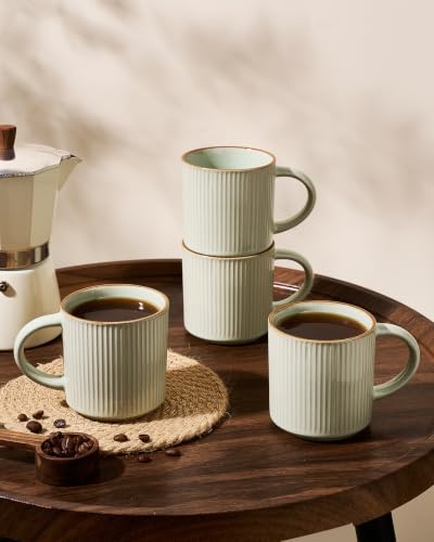 famiware Coffee Mug Set of 8, Star 12 oz Ceramic Mugs Cups Set with Handle - Image 3