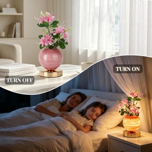 VEEKI Pink Jasmine Flower Lamp, Rechargeable Cordless LED Floral Table Lamp - Image 3