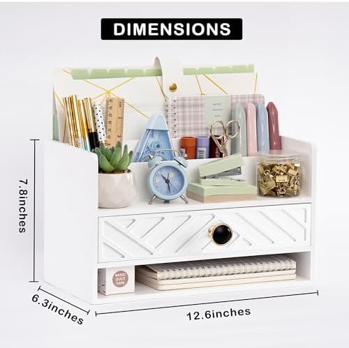 Desk Organizer with Drawer, Countertop Bill Mail Organizer and File Storage - Image 4