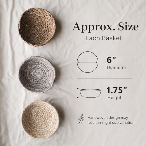 Small Woven Basket Set of 3, Mini Catchall Baskets for Keys & Decor - Image 2