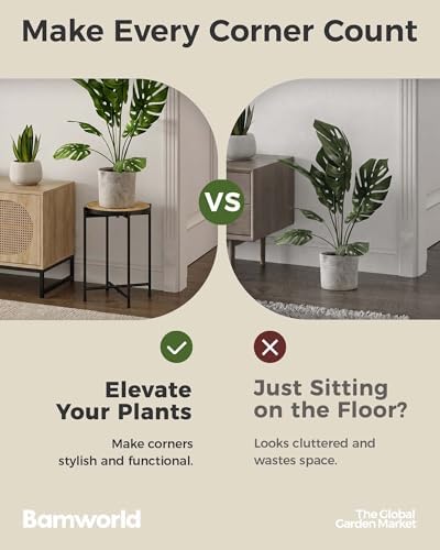 Bamworld Indoor Plant Stand Tall Plant Table Corner Plant Stool Boho Small Plant Holder Single Flower Stand for Large Plants Decor Pot Stand for Living Room Bedroom Balcony - Image 4