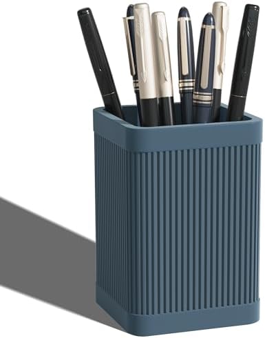 HighHerz Aesthetic Pen Holder For Desk, Modern Silicone Pencil Holder, Stylish Office Desk Decor, Made of 5 mm Thickened Premium Silicone, Office Desk Organizer And Accessories (Dark Blue) by HighHerz