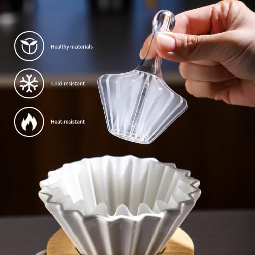 Bincoo Ceramic Coffee Dripper,Pour Over Coffee Dripper with Wood Stand, Flower-shape for 1-2 Cups Slow Brewing Maker for Home Cafe (3-Piece pink) - Image 4