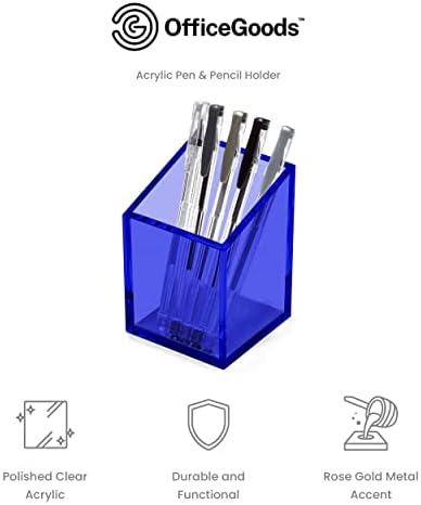 OfficeGoods Acrylic Pen and Pencil Holder, Blue - Image 3