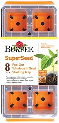 Burpee SuperSeed Windowsill Seed Starting Tray | 8 XL Cell | Seed Starter Tray | Reusable & Dishwasher Safe | Window Garden Starting Kit | Orange by Burpee