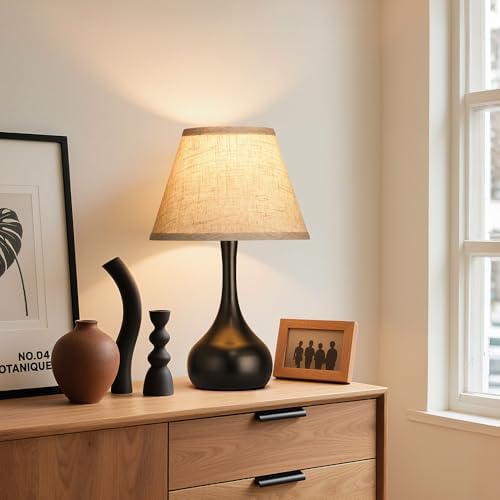 Touch Table Lamp for Bedroom Set of 2, 3-Way Dimmable Bedside Lamp for Nightstand, 17” Farmhouse Metal Desk Lamp with Linen Shade for Living Room, Kids Reading, Dorm, Home Office Decor, Bulb Included - Image 4