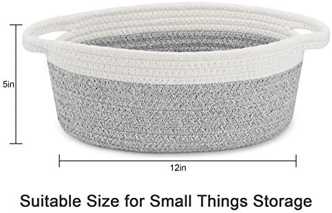 ABenkle Small Basket with Handles, Boho Decorative Rope Woven Dog Cat Toy Storage Bin Shelf Storage Organizer, Easter Christmas Gift Basket, 12"x8"x5" - Image 2