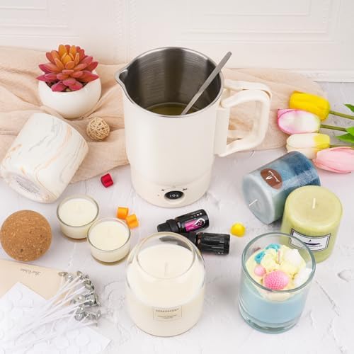 AOTOIE Wax Melter Kit for Candle Making, Large Candle Melting Pot, DIY Candle Making Supplies for Woman, Included Candle Wicks, Wick Stickers, Centering Device, Stirring Spoon, Mothers Day Gifts - Image 6