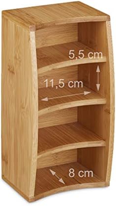 Relaxdays Bamboo Desk Organiser, Pen Holder with 4 Compartments, Natural Grain, HBT: Approx. 11.5 x 26 x 13 cm, Natural - Image 4