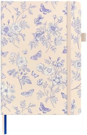 &And Per Se Lined Hardcover Notebook – A5 5.7"x8" College Ruled, 160 Pages, 100gsm Thick Paper – Aesthetic Journal for Women, Gift-Ready Planner, Everyday Writing Notebook (Blue Flowers) by AndPerSe