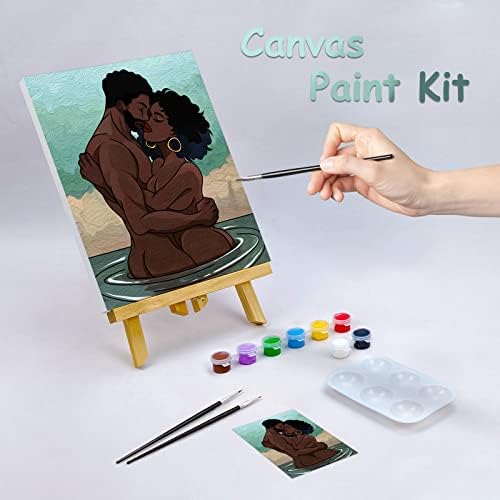 Nuberlic Canvas Painting Kit Pre Drawn Canvas for Painting for Adults Couples Paint and Sip Party Supplies Love Theme Couple DIY Date Night Activities Valentines Gift Pack of 1, 8x10 inch - Image 2