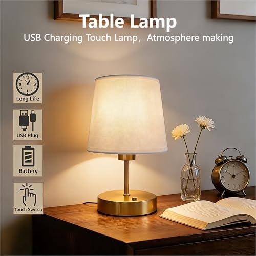 Gold Portable Cordless Table Lamp, Rechargeable Bedside Lamp, Mini - Image 4
