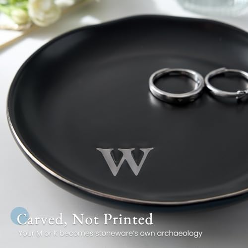 Lolalet Handmade Ceramic Ring Dish Jewelry Tray Plate with Initial, Small Monogram Gift for Her Women Girls Mother, Hostess, Engagement, Bridal Shower, Maid of Honor, Bridesmaid, Birthday, Christmas - Image 2