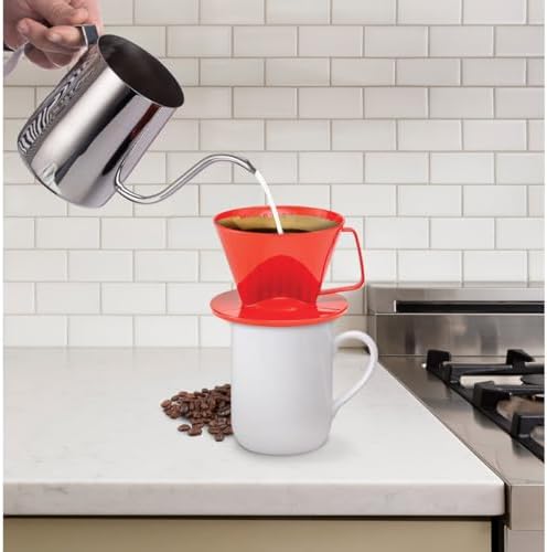Fino Pour-Over Coffee Brewing Filter Cone, Number 1-Size, Red, Brews 1 to 2-Servings, Set of 2 - Image 3