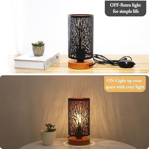 Small Industrial Table Lamps Dimmable, Bedside Lamps for Nightstand,End Table Side Desk lamp with Rustic Black Metal Cage Lampshade for Bedroom, Kids Room Living Room - Image 5