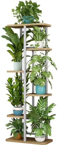 LINZINAR Plant Stand Indoor 6 Tier Metal Corner Tall Flower Shelf by LINZINAR