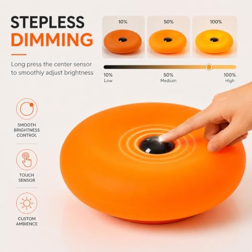 Donut Table Lamp,Orange Acrylic Shade,Ambient Lighting Decor - Image 5