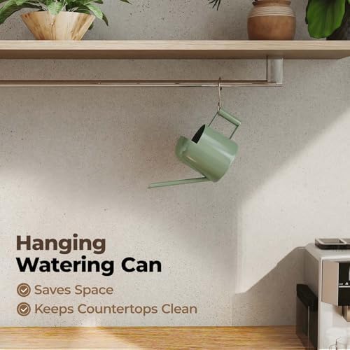 Bamworld Small Watering Can Indoor Outdoor Plant Metal Stainless Steel Long Spoutt Flowers Watering Cans for House Garden Plants 10OZ Watering Bottle Cute Stylish Gardening Decoration(Avocado Green) - Image 4
