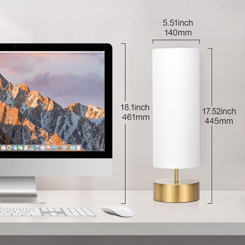 3-Way Dimmable Table Lamp, Touch Control Gold Bedside Lamp with White Shade - Image 4