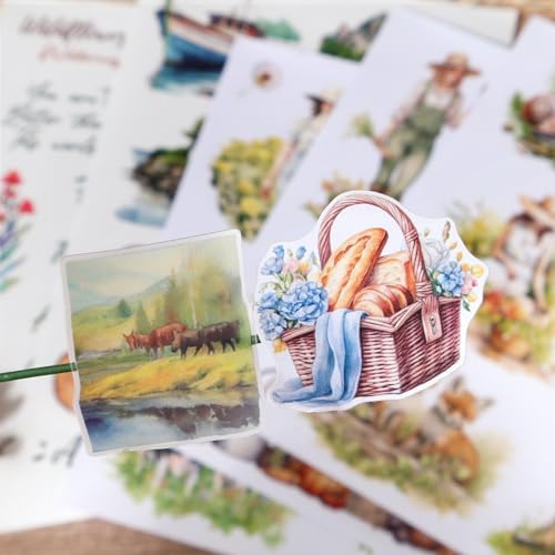 Snycler Sticker Book for Journal 20 Sheets Vintage PET Washi Stickers-8 - Image 5