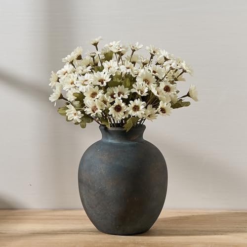SIDUCAL Ceramic Decorative Flower Vase | 7.48 Inch Pottery Rustic Farmhouse Boho Vase for Home Decor, Table, Living Room, Bathroom, Coffee Desk, Shelf, Mantel Decoration, Wedding, Bronze - Image 3