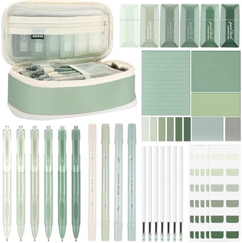 38pcs Aesthetic Office Supplies Kit, Green Color, Classic by Janlaugh